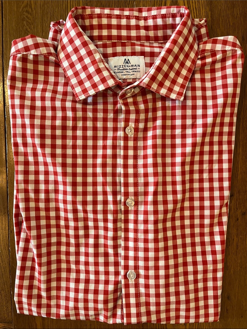 Mizzen+Main Red and White Gingham Dress Shirt